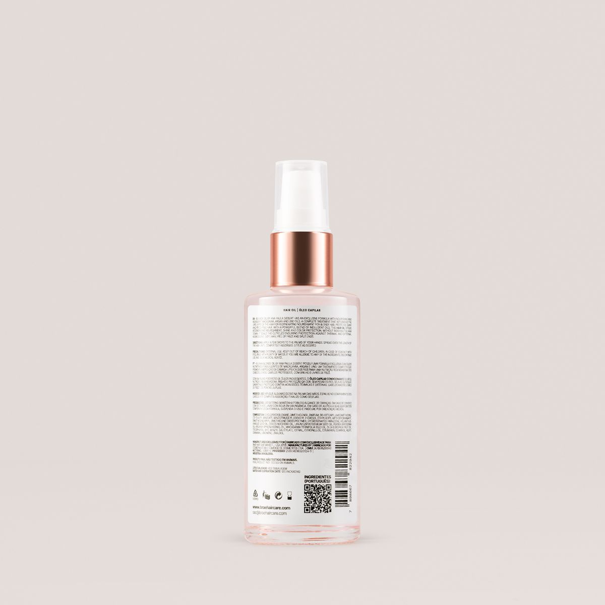 BRAÉ Ana Siebert Blonde Oil - Óleo Capilar 60ml - verso com modo de uso