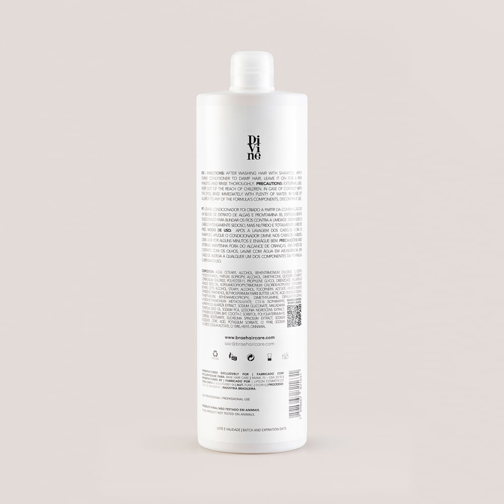 BRAÉ Divine Anti-Frizz - Condicionador 1L - verso com modo de uso