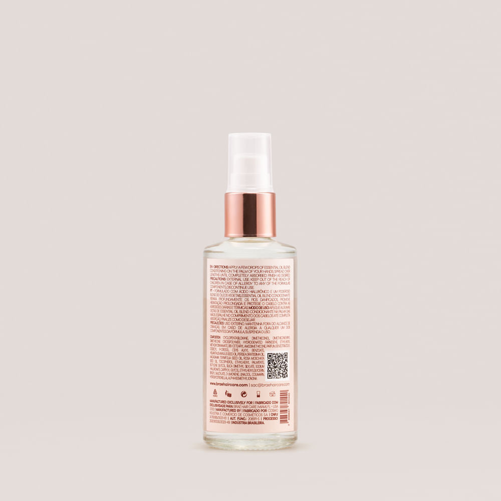 BRAÉ Essential Oil Blend - Óleo Capilar 60ml - verso com modo de uso