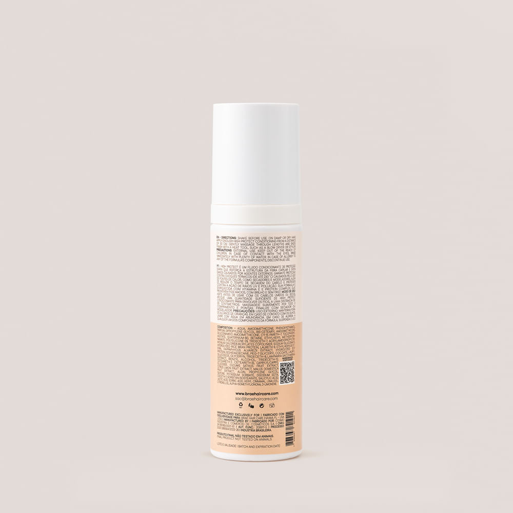 BRAÉ High Protect Thermal Protection - Leave-in 200ml - verso com modo de uso