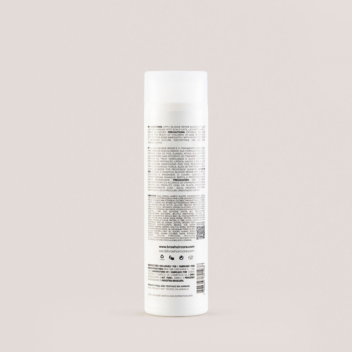 BRAÉ Blonde Repair - Shampoo 250ml - verso com modo de uso