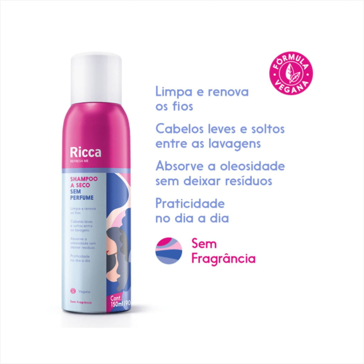 Ricca Shampoo a Seco Sem Perfume 150ml