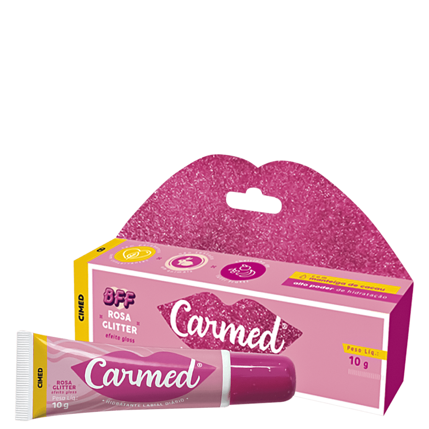 Cimed Carmed BFF Rosa Glitter - Hidratante Labial 10g