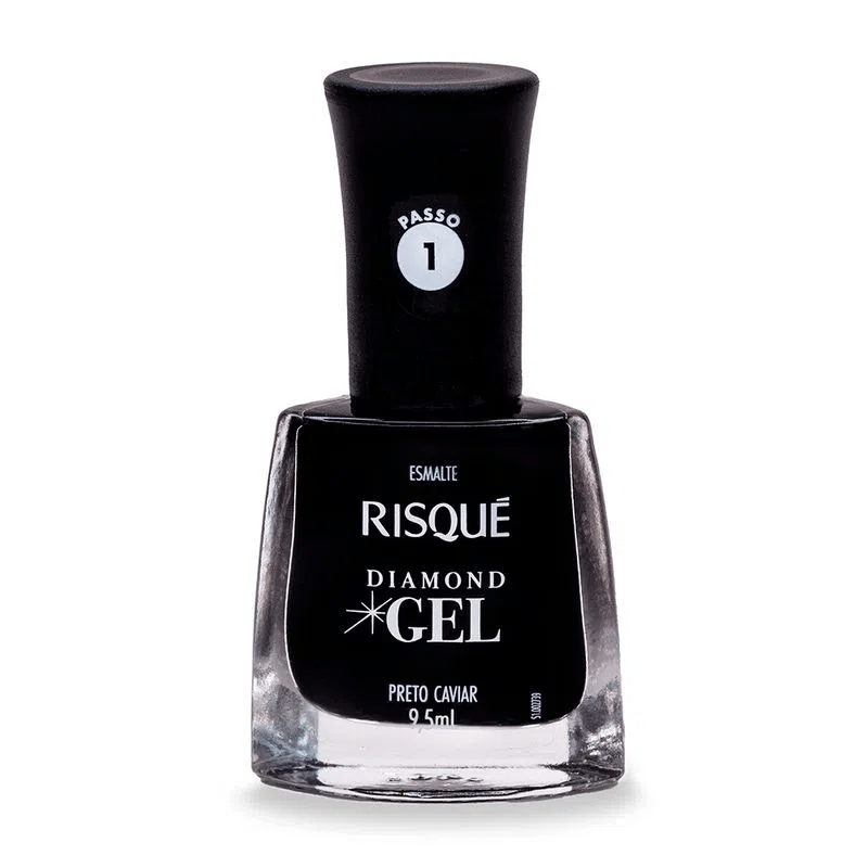 Esmalte Risqué Diamond Gel Preto Caviar Cremoso 9,5ml