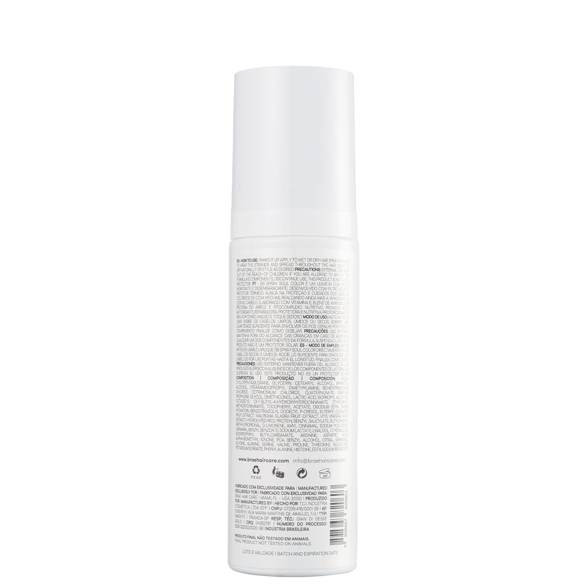 BRAÉ Soul Color BB Spray - Leave-in 200ml - verso com modo de uso