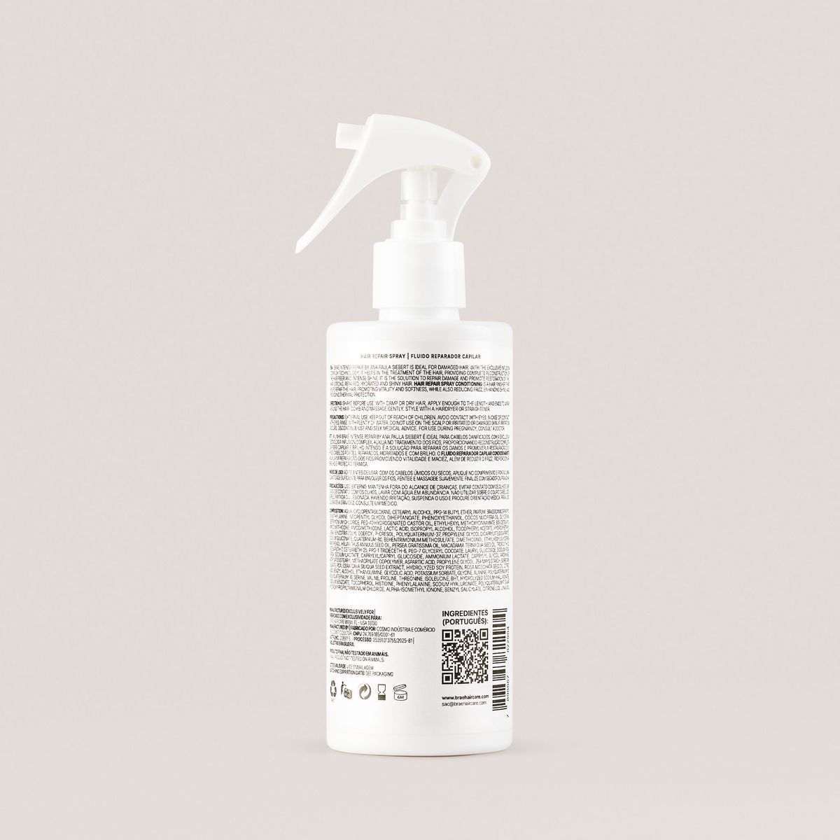 BRAÉ Ana Siebert Intense Repair - Fluido Reparador Capilar 260ml - verso com modo de uso