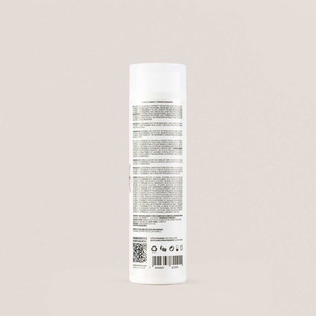 BRAÉ Ana Siebert Blonde Oil - Condicionador 250ml - verso com modo de uso