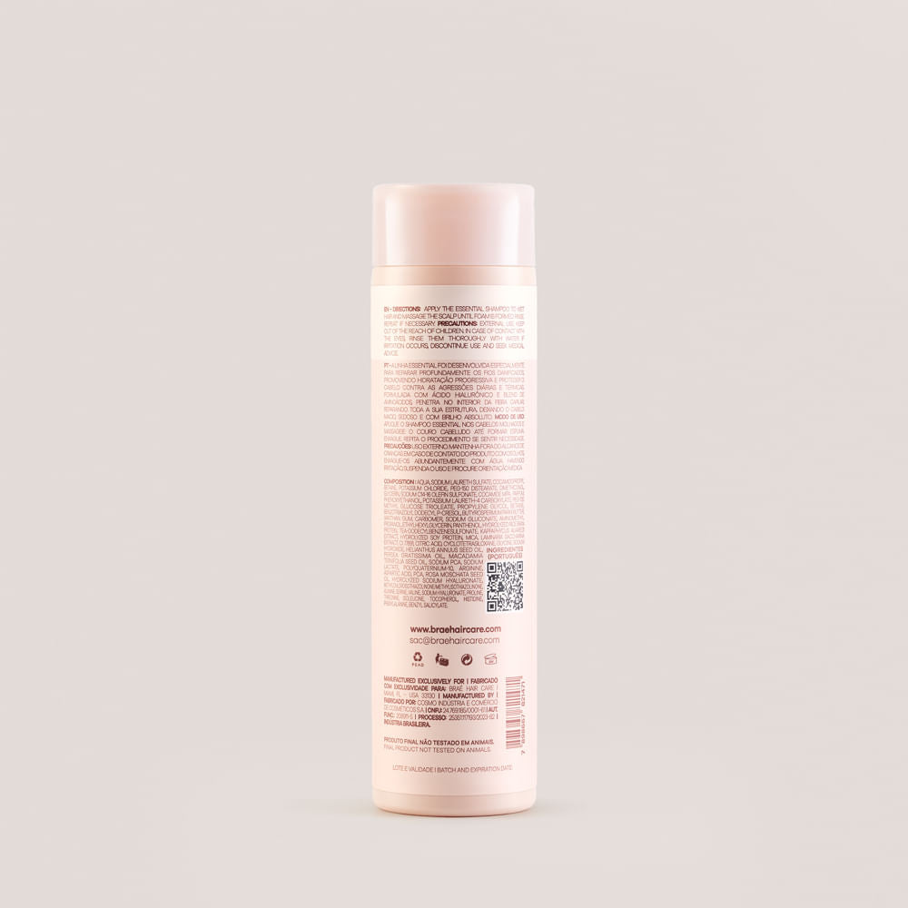 BRAÉ Essential - Shampoo 250ml - verso com modo de uso