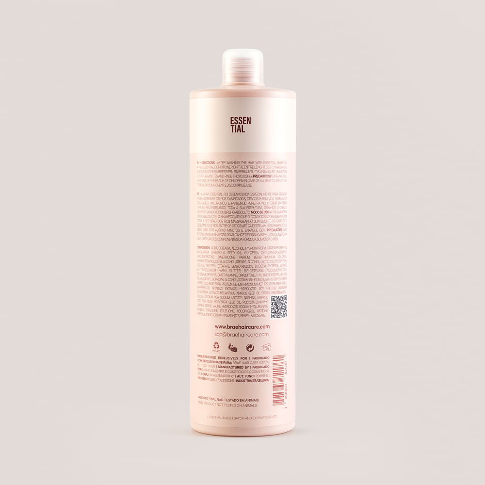 BRAÉ Essential - Condicionador 1L - verso com modo de uso