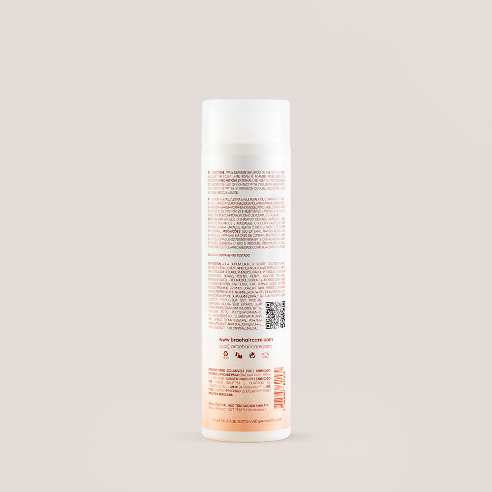 BRAÉ Defense Antiqueda - Shampoo 250ml - verso com modo de uso