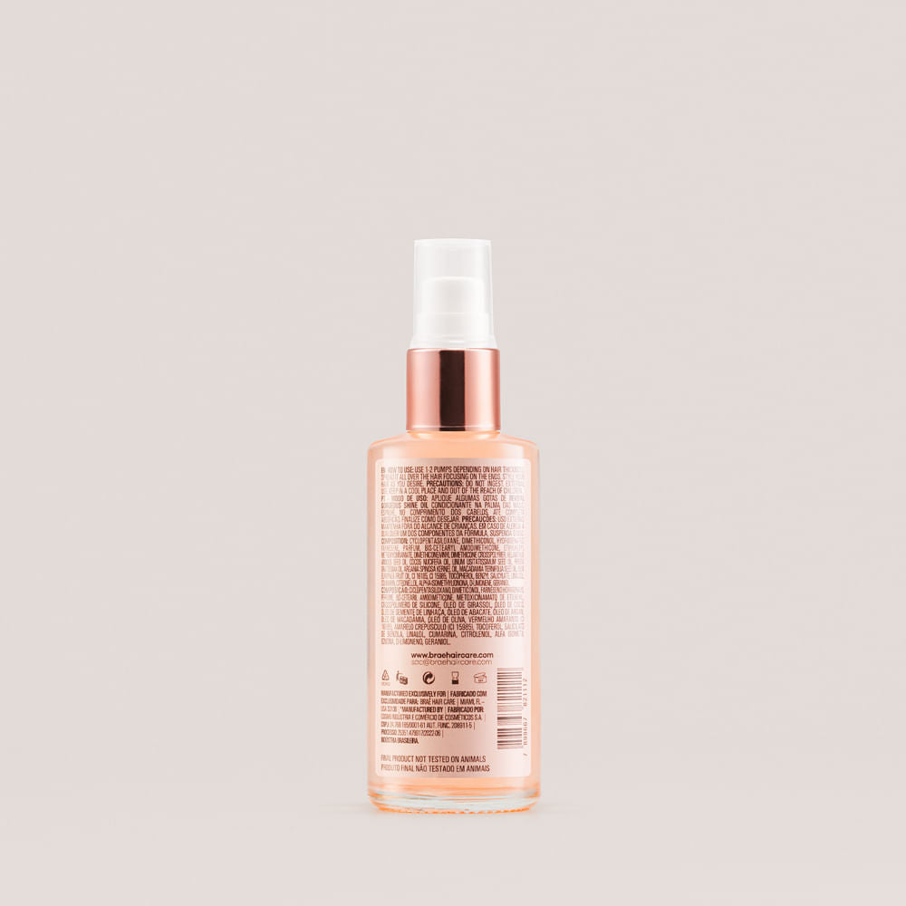 BRAÉ Revival Gorgeous Shine - Óleo Capilar 60ml - verso com modo de uso