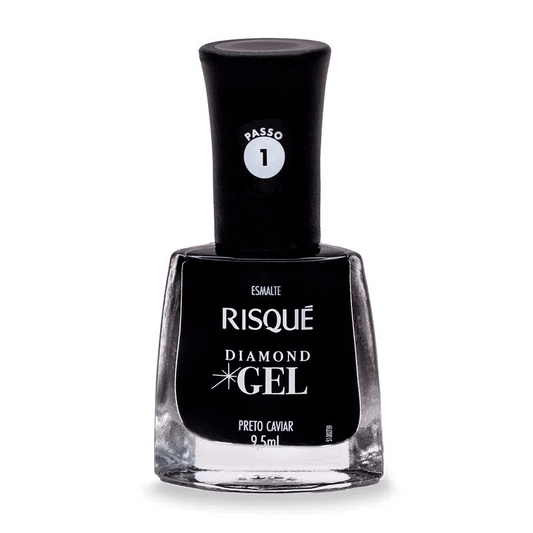 Esmalte Risqué Diamond Gel Preto Caviar Cremoso 9,5ml